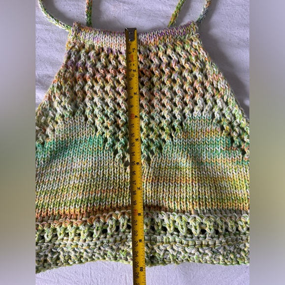 Zara Green Strapped Crochet Halter Crop Festival Top Size S - Picture 3 of 7